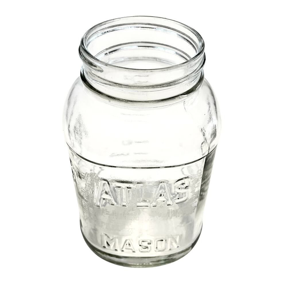 Vintage ATLAS MASON JAR Clear Glass WITHOUT LID 6.5"